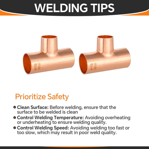 5-Pack Copper Fittings, 1"X1"X3/4" Copper Tee, C x C x C with Sweat Solder Connection