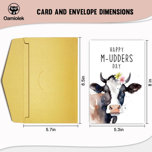 Oamiolek Funny Mother's Day Card for Her, Cute Dairy Cow Mother's Day Card, Punny Mothers Day Card Gift for Mom Sister