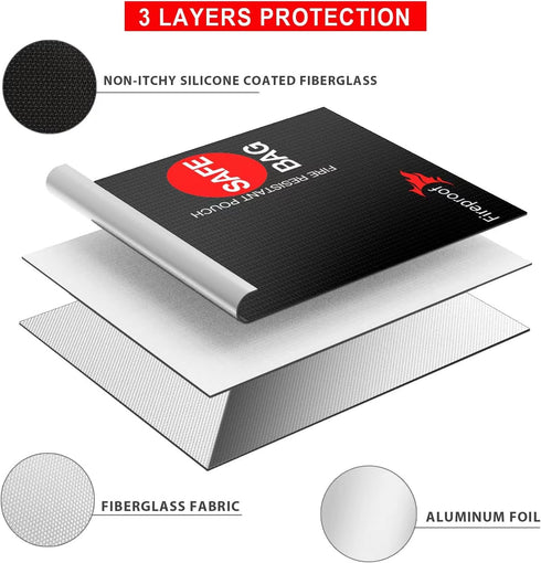 Upgraded Fireproof Document Bag with 2 Pockets (2000 ) 15 x 11 Inches Silicone Coated Fireproof and Waterproof Money