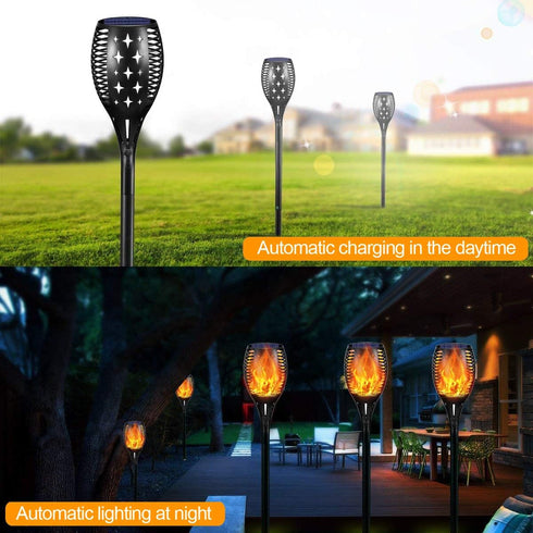 Solar Torch Lights - Waterproof Flickering Flames Outdoor Landscape Lighting for Garden Patio Deck