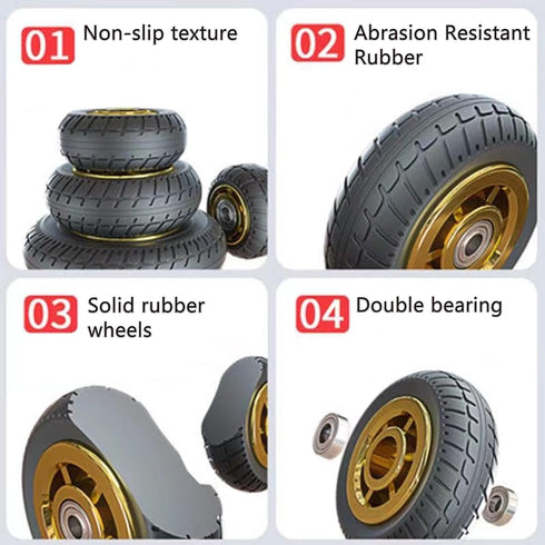 Heavy Duty Fixed Industrial Plate Rubber Casters, 3-Inch No Noise Wheels Set of 2 for Cart Furniture