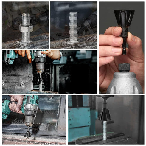 1/4" Hex Shank Deburring External Chamfer Tool, Tungsten Carbide Blade for Repairing Damaged Bolts