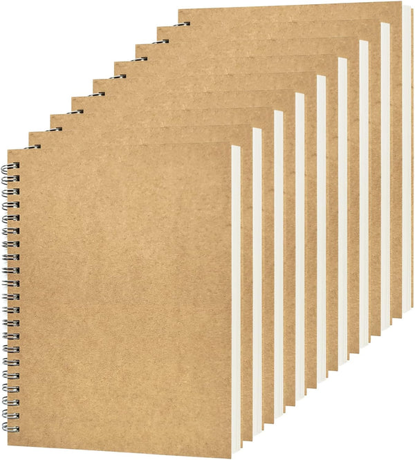 DSTELIN Blank Spiral Notebook, 9-Pack, Soft Cover, 100 Pages, 7.5 inch x 5.1 inch