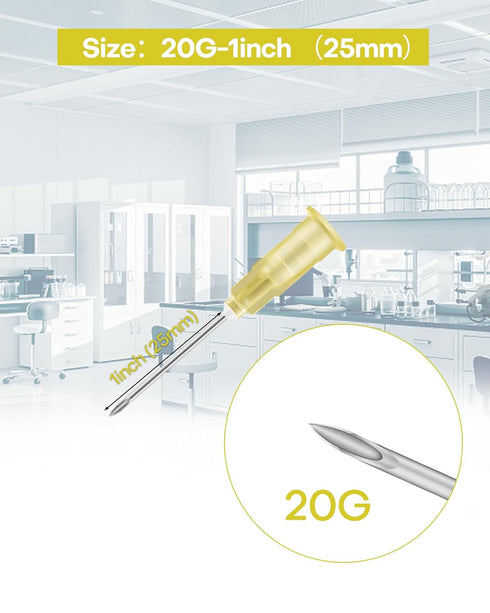 20 Gauge 1 Inch(25MM) Needle Industrial Accessories for Lab Measuring, Refilling Ink and Crafts 100Pcs Individually Packed