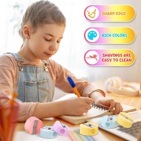 800 Fainne Pcs Pencil Sharpeners Bulk for Kids Colorful Manual Pencil Sharpeners Compact Portable Handheld Crayon Back