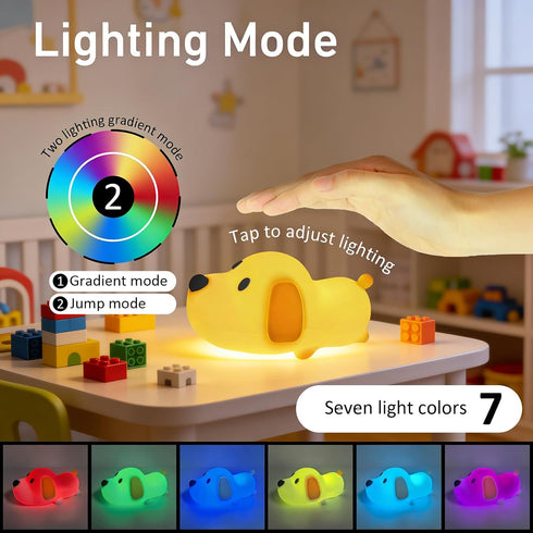 Dimmable Cute Dog Night Light, with Soft Silicon Dog Light, Kindergarten Kawaii Light, Rechargeable Touch Night Light
