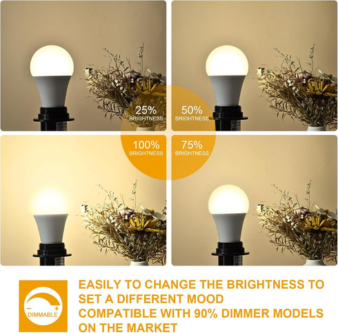 6-Pack 14W LED Dimmable Light Bulbs 100 Watt Equivalent, A19 LED Light bulbs Bright 1500LM LED Bulbs with E26 Standard Medium Base for Kitchen Bedroom Office Indoor, No Flicker, Warm White 3000K by GOZIG