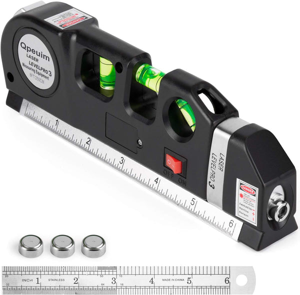 Laser Level Tool, Multipurpose Laser Level Kit with Standard Cross Line Laser and Metric Rulers by QPEUIM