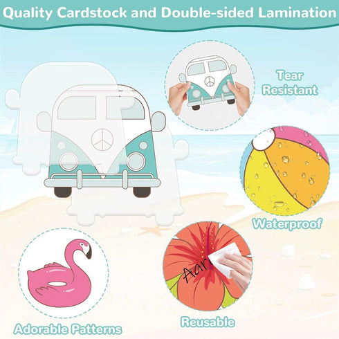 Hello Summer Bulletin Board Decoration Set, Summer Theme Borders, Beach Paper Cutouts for Classroom Decor