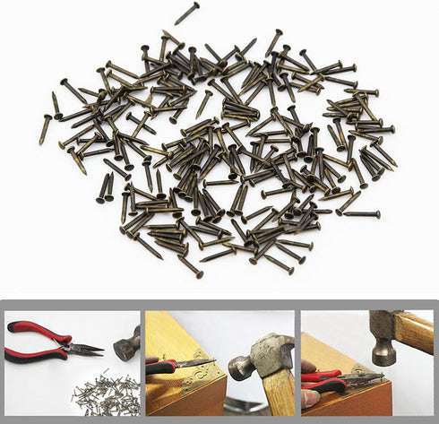 Yasorn Tiny Antique Wooden Nail Decorative Boxes Accessories, Mini Nail Screw, Bronze, Set of 500pcs