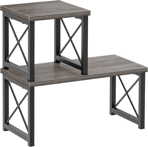 Honiter Wood Desktop Shelf - 2 Tier Adjustable Stackable Office Supplies Desk Organizer, Freestanding Small Bookshelf,
