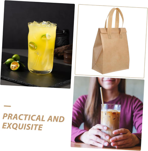 50pcs Insulated Lunch Bags for Women Insulated Drink Carriers Pouches for Milk Tea Beverages Sturdy Handle Reusable