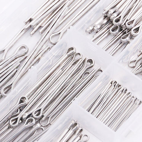Glarks 90Pcs 304 Stainless Steel Cotter Pin Clip Assortment Kit - Key Fastener Fitting