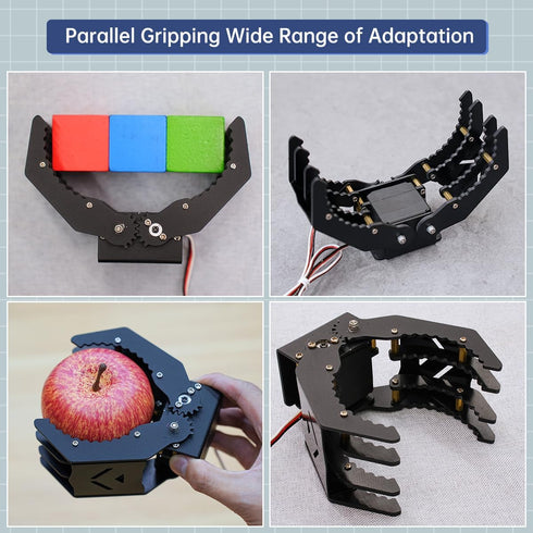 Mechanical Claw Gripper Robotic Arm DIY Robot Building Accessory Replacement Parts (Black Mechanical Claw with Servo