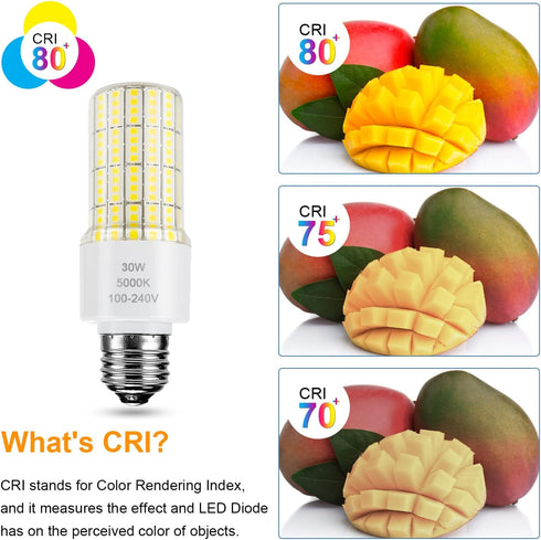 2 Pack LED Light Bulb, 30W Waterproof, 250W Equivalent, 3750 Lumen, 5000K Cool Daylight White, E26/E27