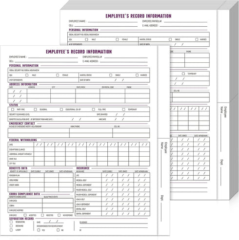 Glenmal 30 Pcs Confidential Employee Record Folders, 9.5 x 11.5'' Payroll Record Organizer for Company Office