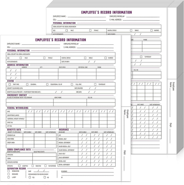 Glenmal 30 Pcs Confidential Employee Record Folders, 9.5 x 11.5'' Payroll Record Organizer for Company Office