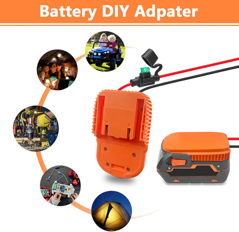 Power Wheel Adapter for AEG RIDGID 18V MAX Lithium Battery, 2 Packs with Fuses & Wire Terminals for DIY RC Car Toys