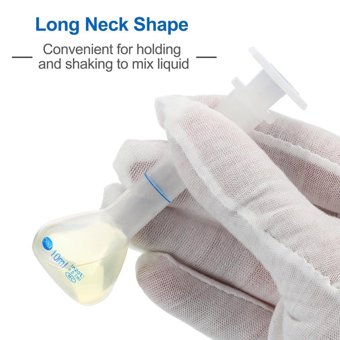 PATIKIL 10ml Graduated Volumetric Flask, Translucent Polypropylene Measuring Flask with Plug Cap, Tolerance 0.3ml for