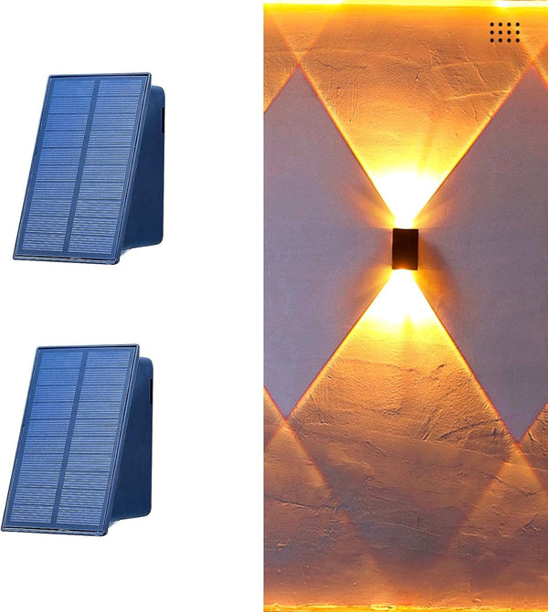 ASLIDECOR Solar Wall Lights, UP and Down Warm White Fence Lighting, Waterproof Deck Step Light for Outdoor