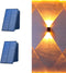 ASLIDECOR Solar Wall Lights, UP and Down Warm White Fence Lighting, Waterproof Deck Step Light for Outdoor