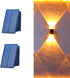 ASLIDECOR Solar Wall Lights, UP and Down Warm White Fence Lighting, Waterproof Deck Step Light for Outdoor
