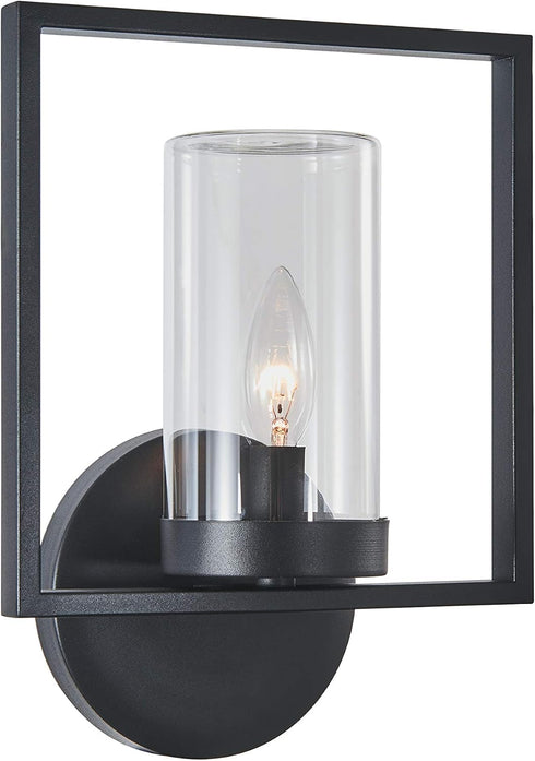 Transitional 1 Light Textured Black Outdoor/Indoor Wall Sconce 13" Tall