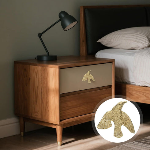 ELEOUTI Brass Bird Drawer Handle Vintage Cabinet Knobs Retro Brass Handles for Wardrobe Dresser Bedside Table Kitchen