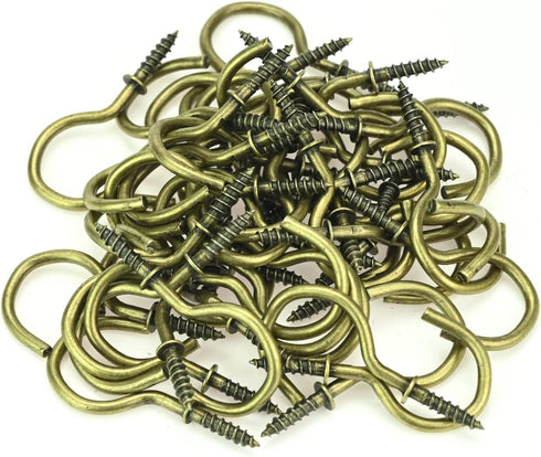 50 Pieces 1-1/2 inch Cup Screw Hooks, Bronze Screw-in Hooks for Ceiling, Hanging, Self-Tapping Screws