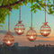 Outdoor Solar Hanging Lantern Lights, 4 Pack Rustic Ball Birdcage Hanging Candle