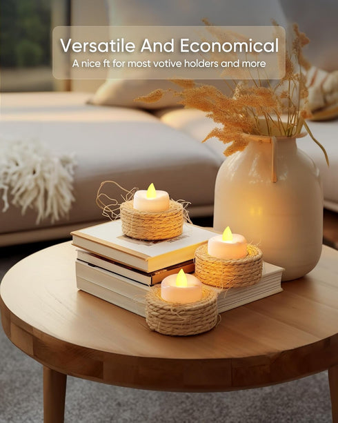 LED Candles, 24-Pack Battery Operated Tea Lights, 200 Hours Long-Lasting Flameless Flickering Candles, Warm Yellow