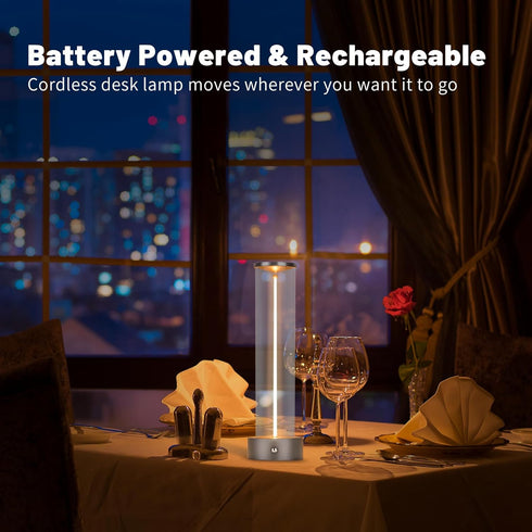 Mini Minimalist Tabe Lamp with Breathing Effect, Cordless LED Desk Lamp Rechargeable Modern Night Lights Portable Lamp