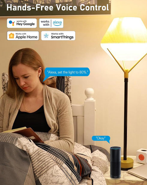 Matter Smart Light Bulbs, Full Spectrum Light Bulb, WiFi LED Light Bulb, 16 Million Colors RGBWW, App & Voice Control,