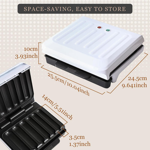 5.5-Inch 6 UVFAST Hot Dog Cooker, Hot Dog Machine with Non-stick Coating Plate, Hot Dog Maker Toaster Grills Sausage