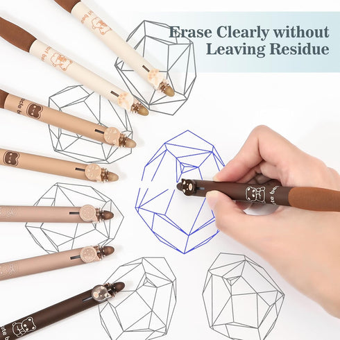 BAYTORY 8Pcs Cute Retractable Erasable Gel Pens, Blue and Black Ink, Smooth Writing for Note Taking