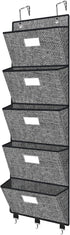 homyfort Over the Door File Organizer, Hanging Wall File Folders with 5 Large Pockets for Papers, Charts, Mails, Office