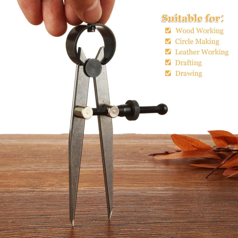3 Pieces Adjustable Lockable Spring Leather Wing Divider, 4/6/8 Inch Carbon Steel Caliper Measuring Compass Tool