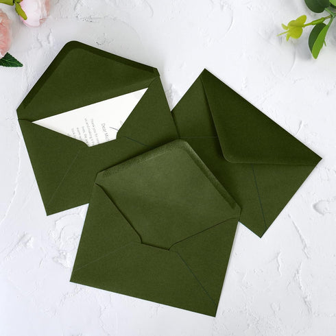 PONATIA 50 Pack A4 Olive Green Envelopes, 4 1/4 x 6 1/8, Perfect for Gift Cards & Wedding Details