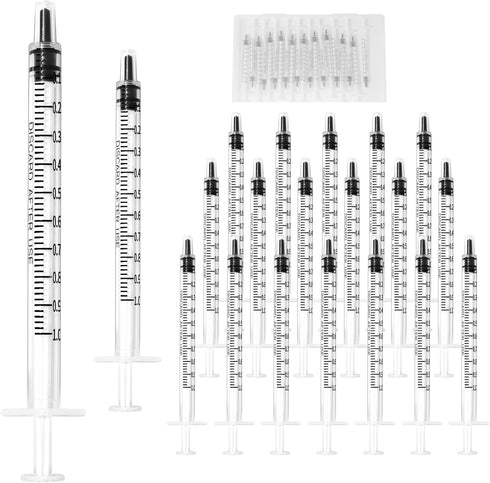 20 Pack 1ml Syringe for Liquid, 1cc Plastic Small Syringes for Scientific Labs, Non-Sterile, No Needle