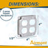 AP-12098 4" Square Double Duplex Electrical Box Cover, 1/2" Raised, Galvanized Steel, Crushed Corners, 2-Gang