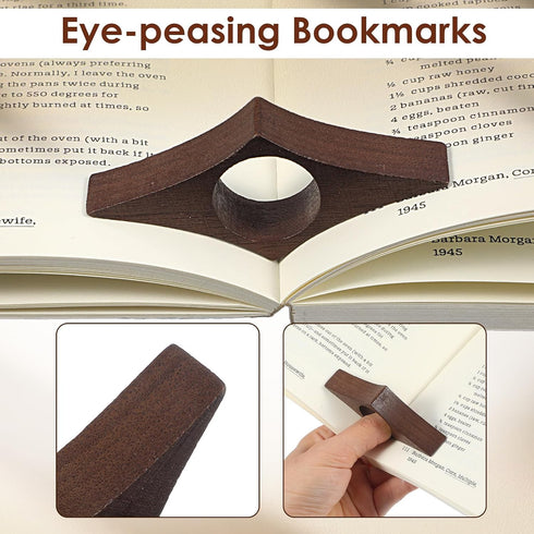 Ouligay Book Page Holder Wooden Thumb Book Page Holder Handmade Walnut Bookmarks Reading Accessories for Readers