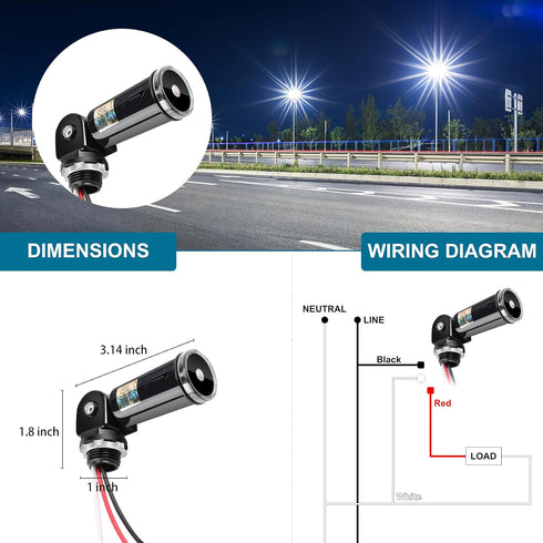 Generic Outdoor Photocell Sensor, Dusk to Dawn Day Night Swivel Mount Conduit Lighting Control, Photoelectric Sensor