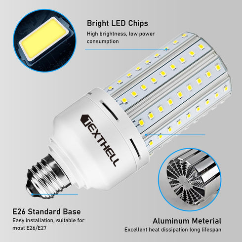 LED Light Bulb, 400W Equivalent, 6250 Lumen, 5000K E26/E27 Medium Base, 50W for Outdoor Indoor Lamp Area Garage