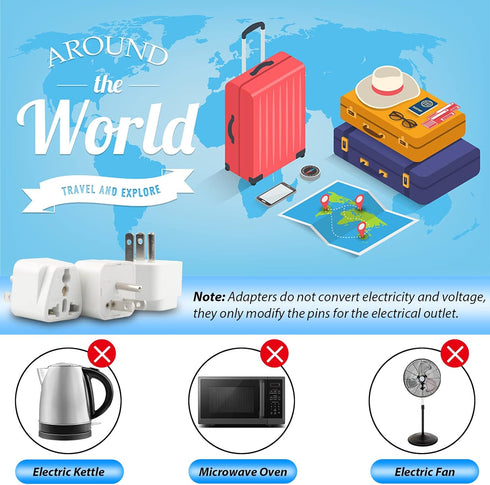 Europe to US Plug Adapter, 3 Pack UK to US Plug Adapter, Universal Travel Adapter for USA, Europe, Australia