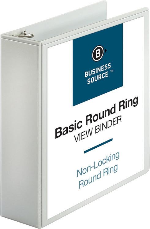 Business Source 09959 View Binder with 2 Inside Pockets, 3-Inch Capacity, White
