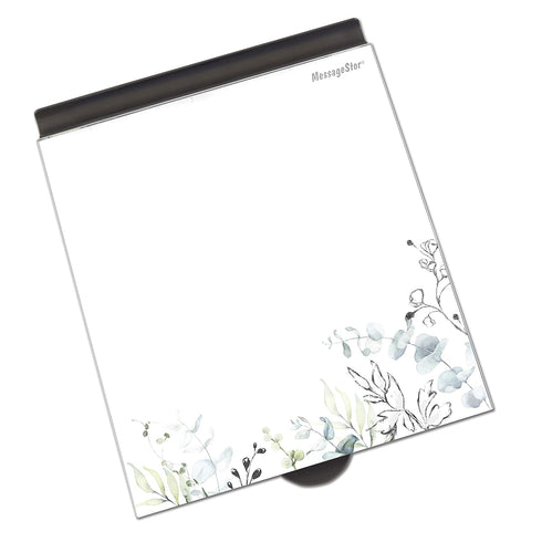 ECR4Kids MessageStor Dry-Erase Glass Board Memo Station, Desk Organizer, Botanical