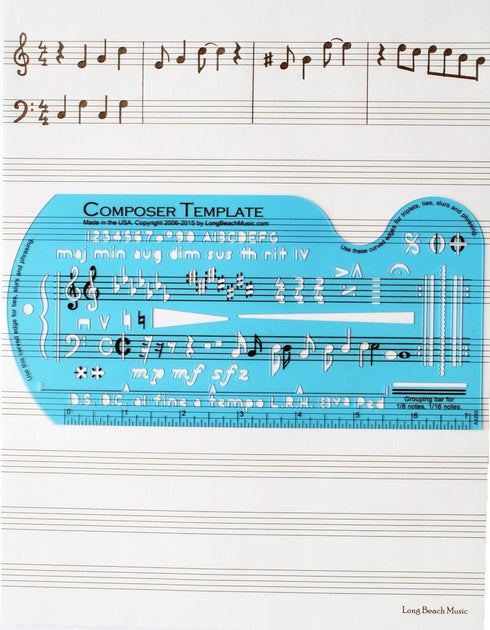 Song Writer's Composing Template Stencil for Music Notes & Symbols with Manuscript Staff Paper
