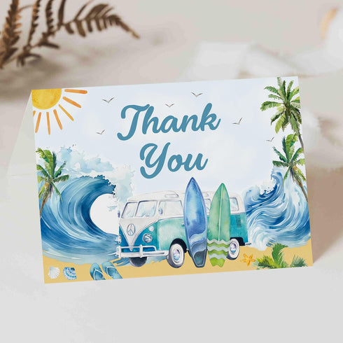 Yuzioey 50 Pack 4x6 Summer Surfing Thank You Cards, Wave Beach Thank You Notes with Matching Envelopes & Stickers