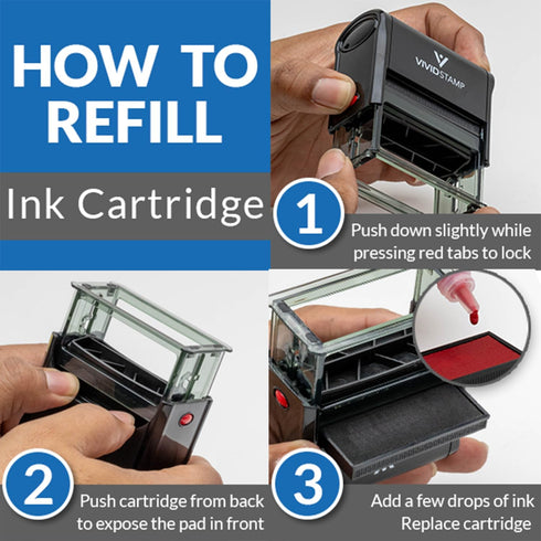 Medium Self Inking Rubber Stamp (Red Ink) - All Sales Final No Refunds No Exchanges