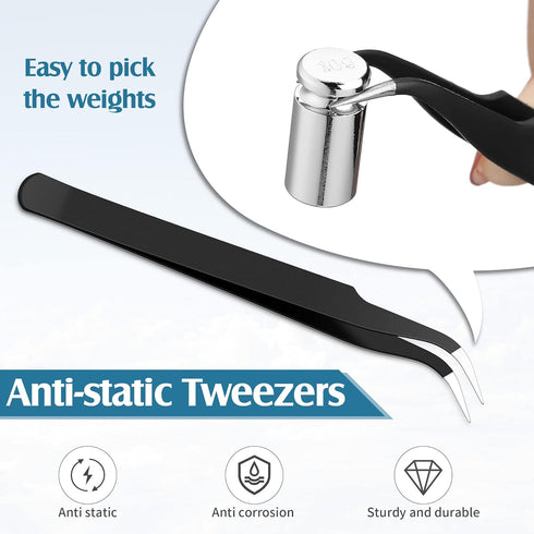 TOODOO Gram Set for Digital Scale Balance, 1g 2g 5g 10g 20g and 1 Piece Calibration Weight Tweezer